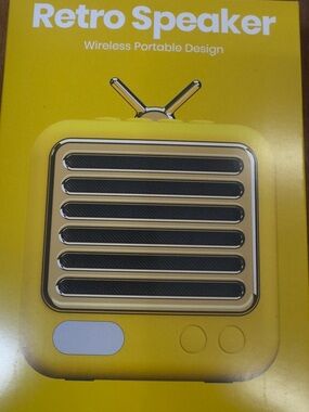 Retro Bluetooth Speaker Wireless Portable Yellow Vintage Style NIB